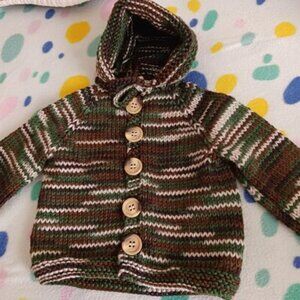 Infant's Hand Knit Hooded Sweater  #4